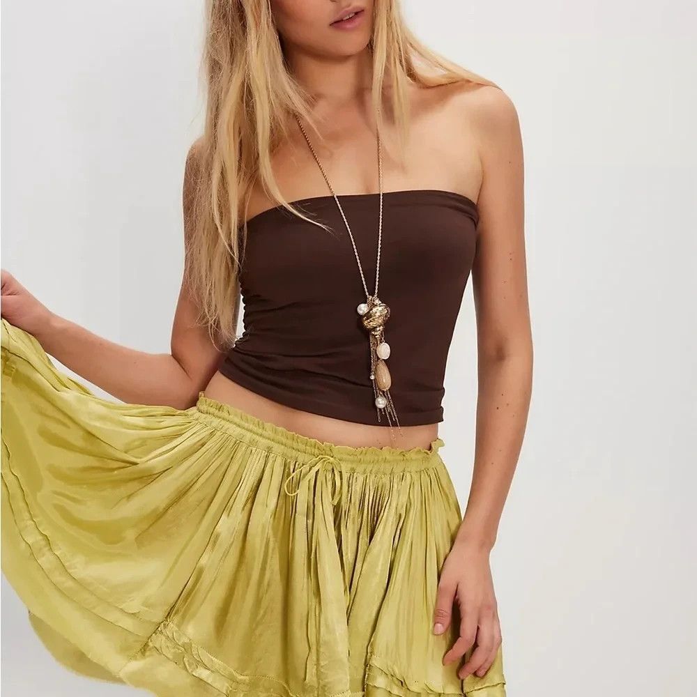 Free People Mini Skirt Chartreuse Fairycore Pixie Renfaire Boho Festival XS